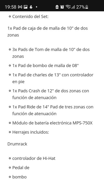 batería electrónica Millenium MPS-750X E-Drum Mesh - Imagen5