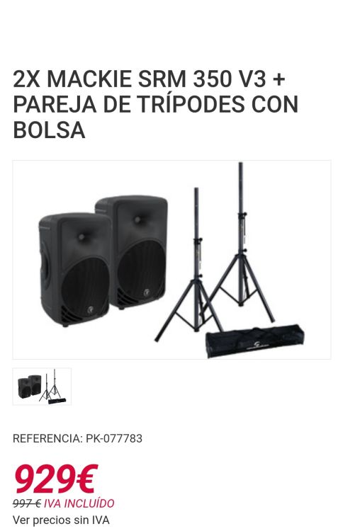 2ALTAVOCES Mackie SRM 350 v3+2Tripodes+mesa mackie - Imagen por defecto