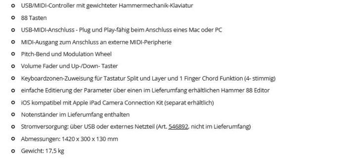 Midi-Controller M-Audio Hammer 88 incl. Pedal - Bild4