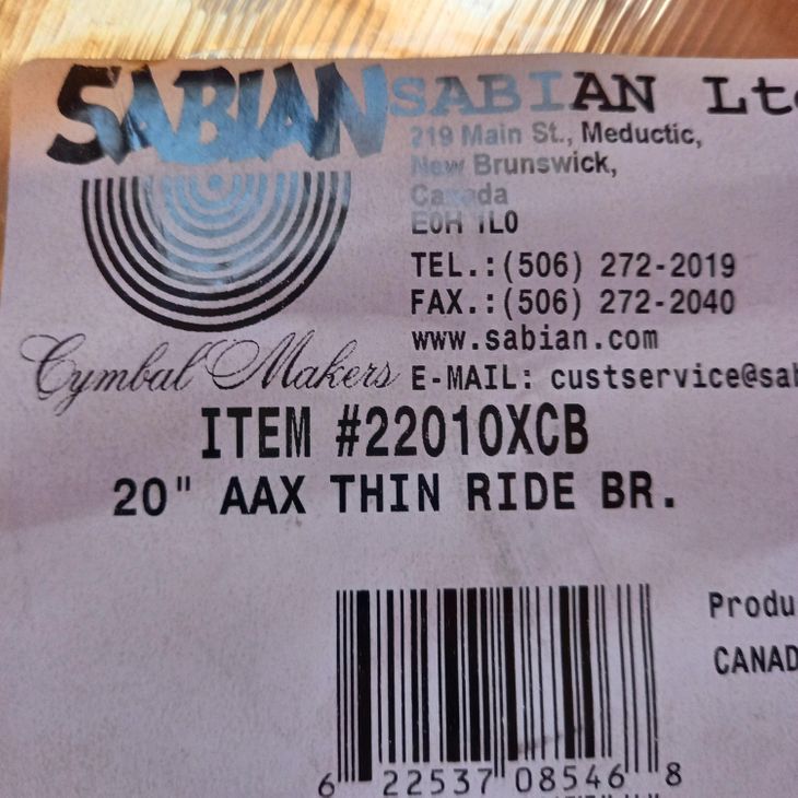 SABIAN AAX Thin Ride 20" - Imagen5