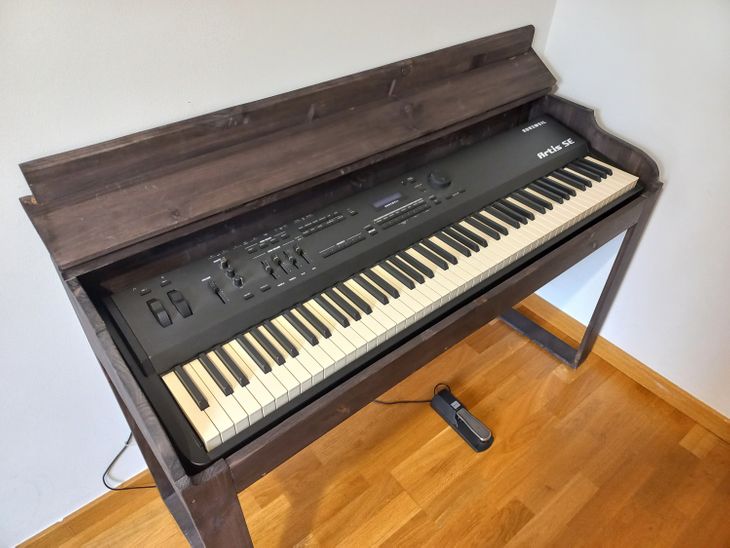 Tabouret de piano en bois noirci, réglable en hauteur ép…