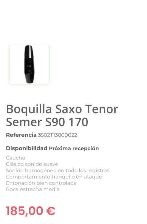 Boquilla Saxofon Tenor Selmer S90 179 - Imagen4