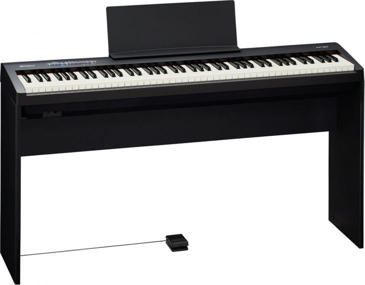 Piano+Soporte en madera+banco+pedal+auriculares - Imagen1